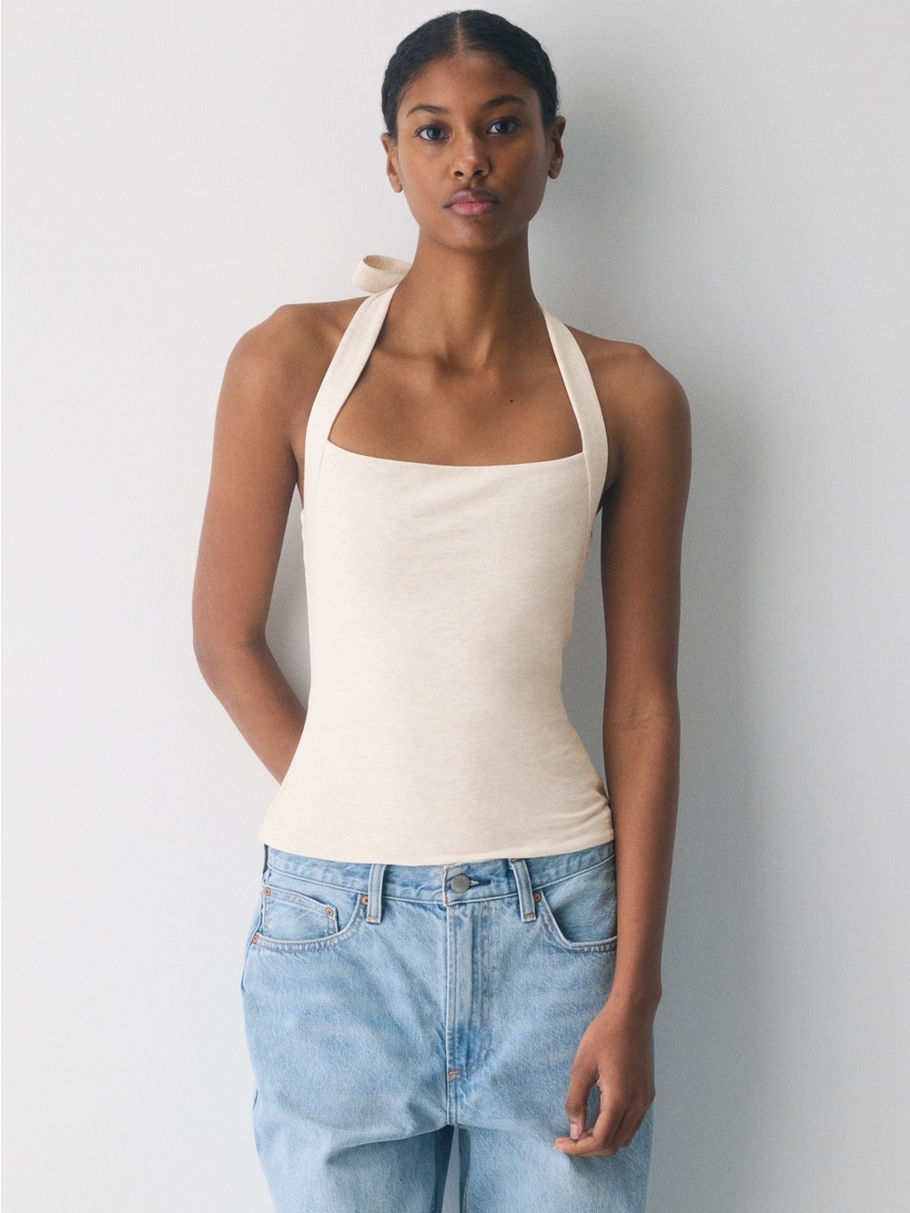 Aritzia Cream Halter Tank Top